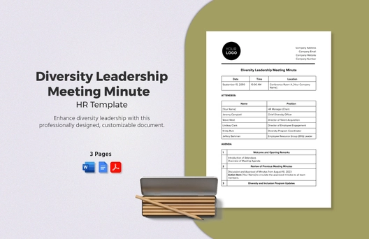 Diversity Leadership Meeting Minute HR Template