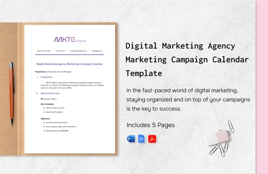 Digital Marketing Agency Marketing Campaign Calendar Template