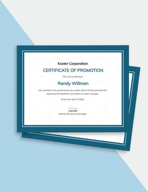 Promotion Certificate Template