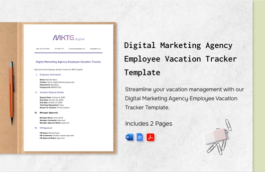 Digital Marketing Agency Employee Vacation Tracker Template