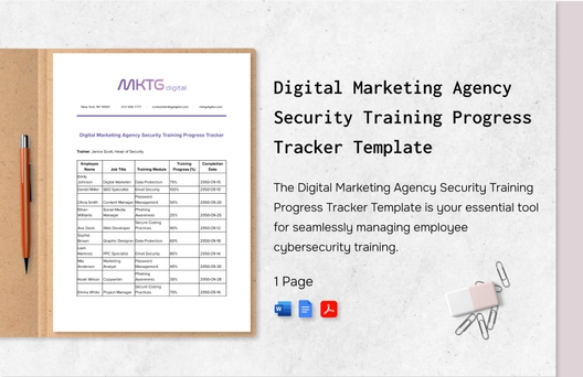 Digital Marketing Agency Security Training Progress Tracker Template