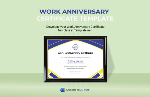 Work Anniversary Certificate Template