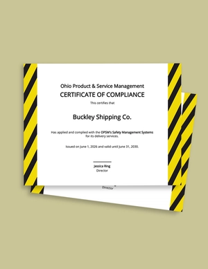 Safety Management Certificate Template