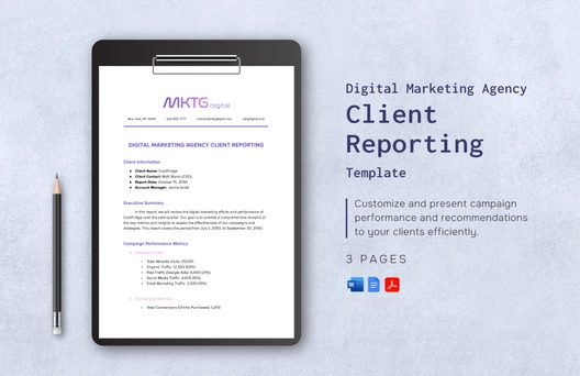 Digital Marketing Agency Client Reporting Template