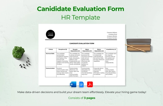 Candidate Evaluation Form HR Template