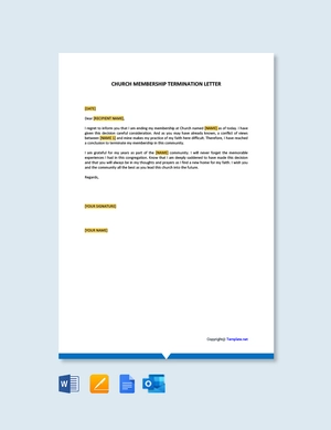 Church Membership Termination Letter