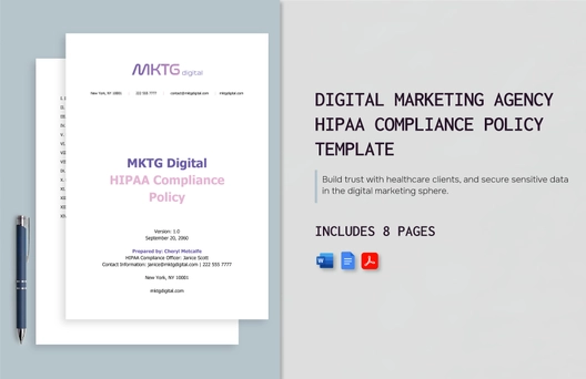 Digital Marketing Agency HIPAA Compliance Policy Template