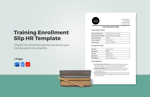 Training Enrollment Slip HR Template