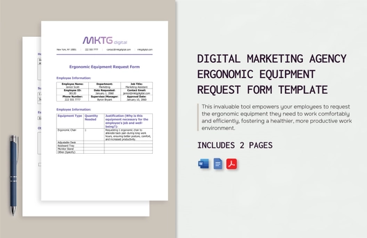 Digital Marketing Agency Ergonomic Equipment Request Form Template