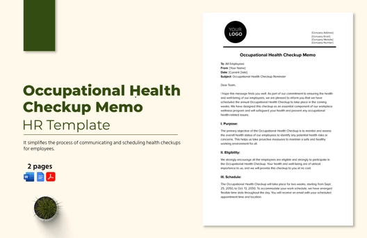 Occupational Health Checkup Memo HR Template