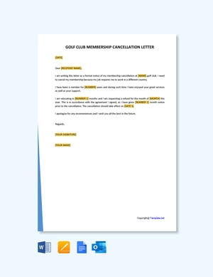 Golf Club Membership Cancellation Letter