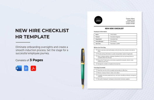 New Hire Checklist HR Template