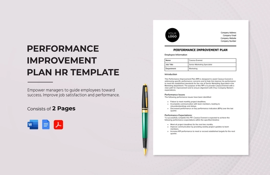 Performance Improvement Plan HR Template
