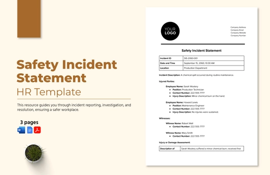 Safety Incident Statement HR Template Safety Incident Statement HR Template