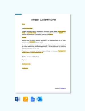 Notice of Cancellation Letter