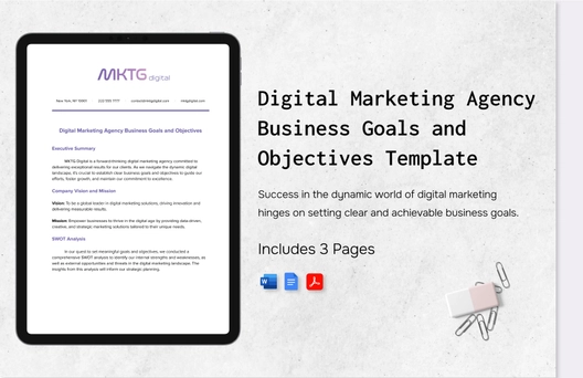 Digital Marketing Agency Business Goals and Objectives Template