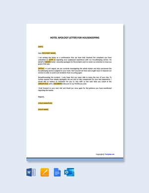 Hotel Apology Letter for Housekeeping