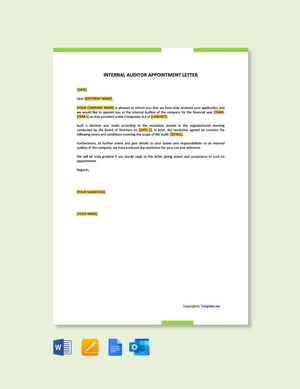 Internal Auditor Appointment Letter
