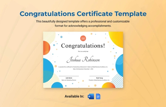 Congratulations Certificate Template
