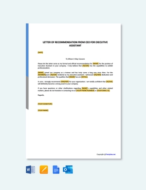 Letter Of Recommendation From Ceo For Executive Assistant