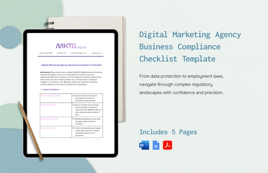 Digital Marketing Agency Business Compliance Checklist Template