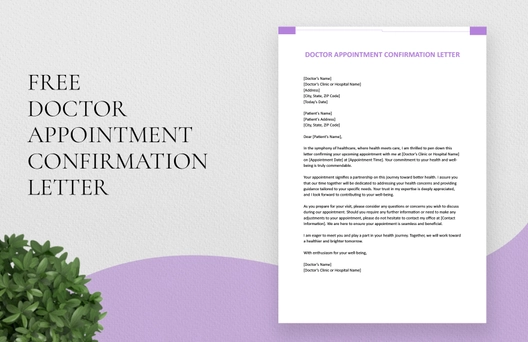 Doctor Appointment Confirmation Letter