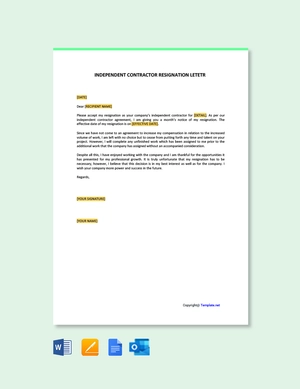 Independent Contractor Resignation Letter