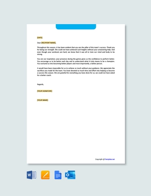Coach Thank You Letter Template
