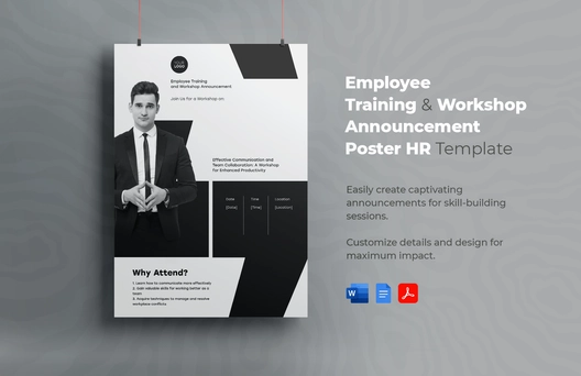 Employee Training and Workshop Announcement Poster HR Template