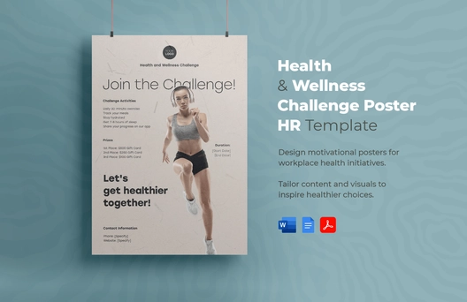 Health and Wellness Challenge Poster HR Template