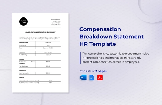 Compensation Breakdown Statement HR Template Compensation Breakdown Statement HR Template