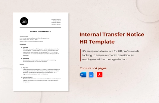 Internal Transfer Notice HR Template