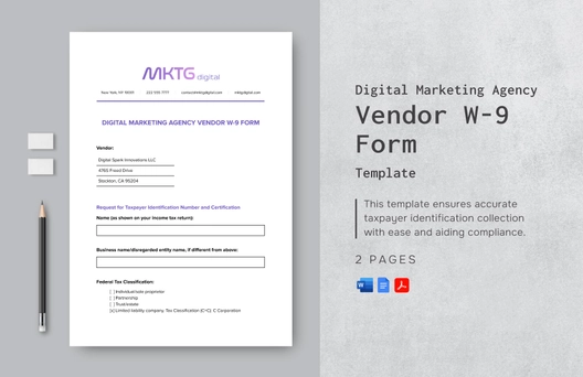Digital Marketing Agency Vendor W-9 Form Template Digital Marketing Agency Vendor W-9 Form Template