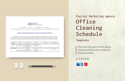 Digital Marketing Agency Office Cleaning Schedule Template