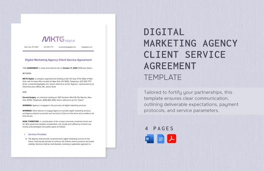 Digital Marketing Agency Client Service Agreement Template