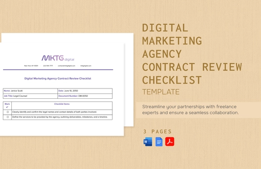 Digital Marketing Agency Contract Review Checklist Template