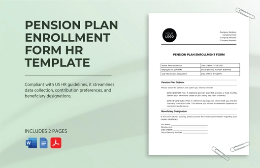 Pension Plan Enrollment Form HR Template