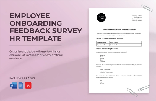 Employee Onboarding Feedback Survey HR Template