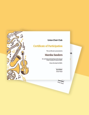 Choir Certificate of Participation Template
