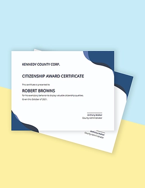 Citizenship Award Certificate Template