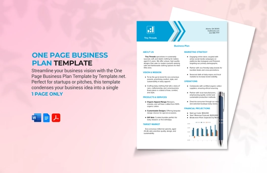 One Page Business Plan Template
