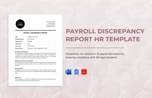 Payroll Discrepancy Report HR Template
