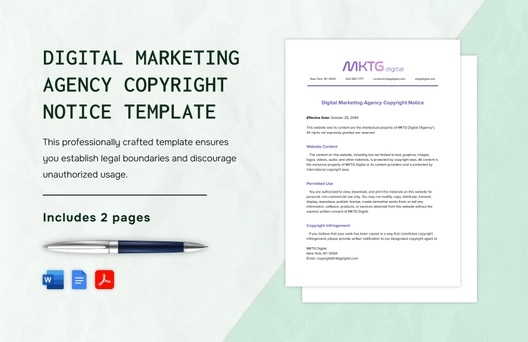 Digital Marketing Agency Copyright Notice Template