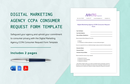 Digital Marketing Agency CCPA Consumer Request Form Template