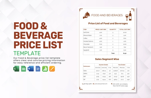 Food & Beverage Price List Template Food & Beverage Price List Template