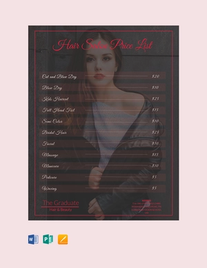 Salon Price List Template