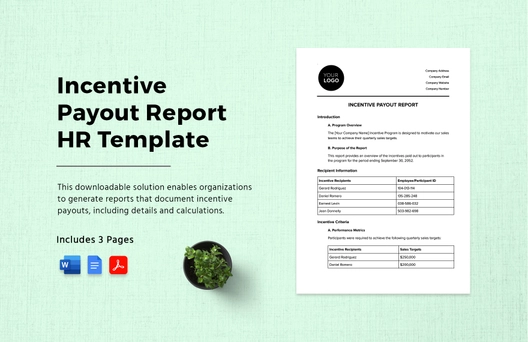 Incentive Payout Report HR Template