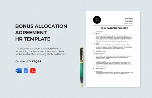 Bonus Allocation Agreement HR Template Bonus Allocation Agreement HR Template
