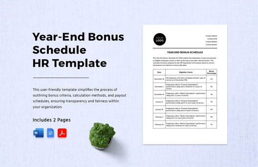 Year-End Bonus Schedule HR Template Year-End Bonus Schedule HR Template