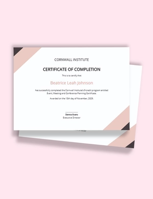 Event Planning Certificate Template